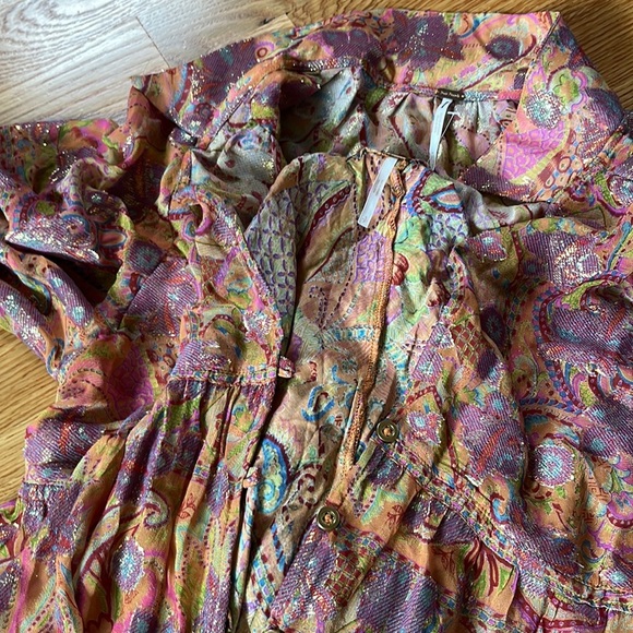 NWT Free People Paisley Chiffon Maxi Dress Silk Blend Small - Picture 8 of 15